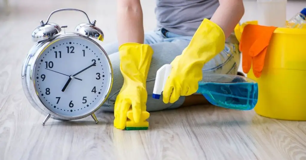 Cleaning the floor with a spray and sponge - can't keep on top of housework